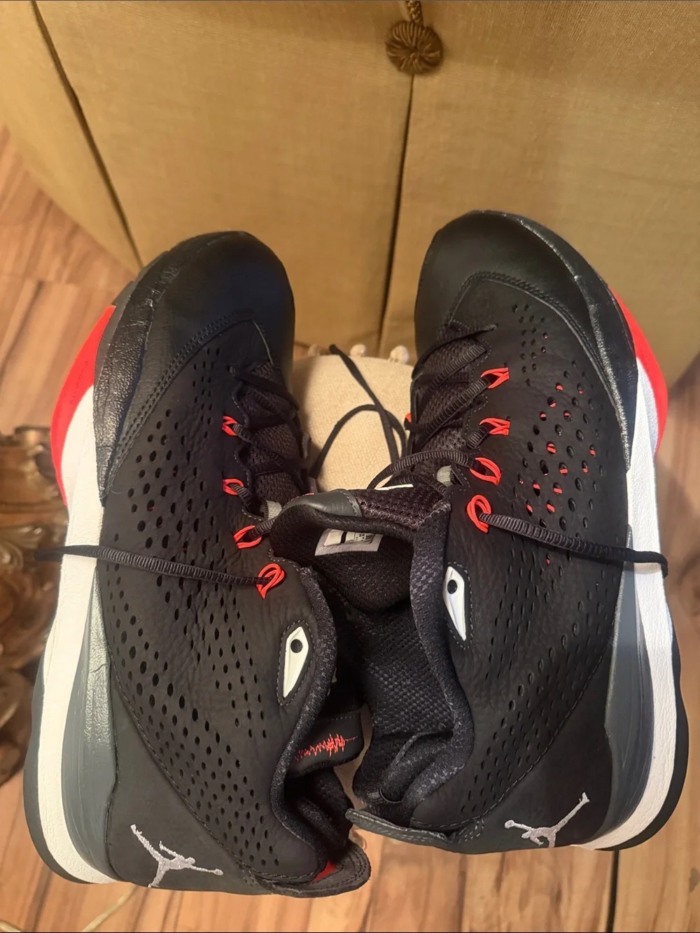 Jordan Men's Black and Red Basketball Sneakers